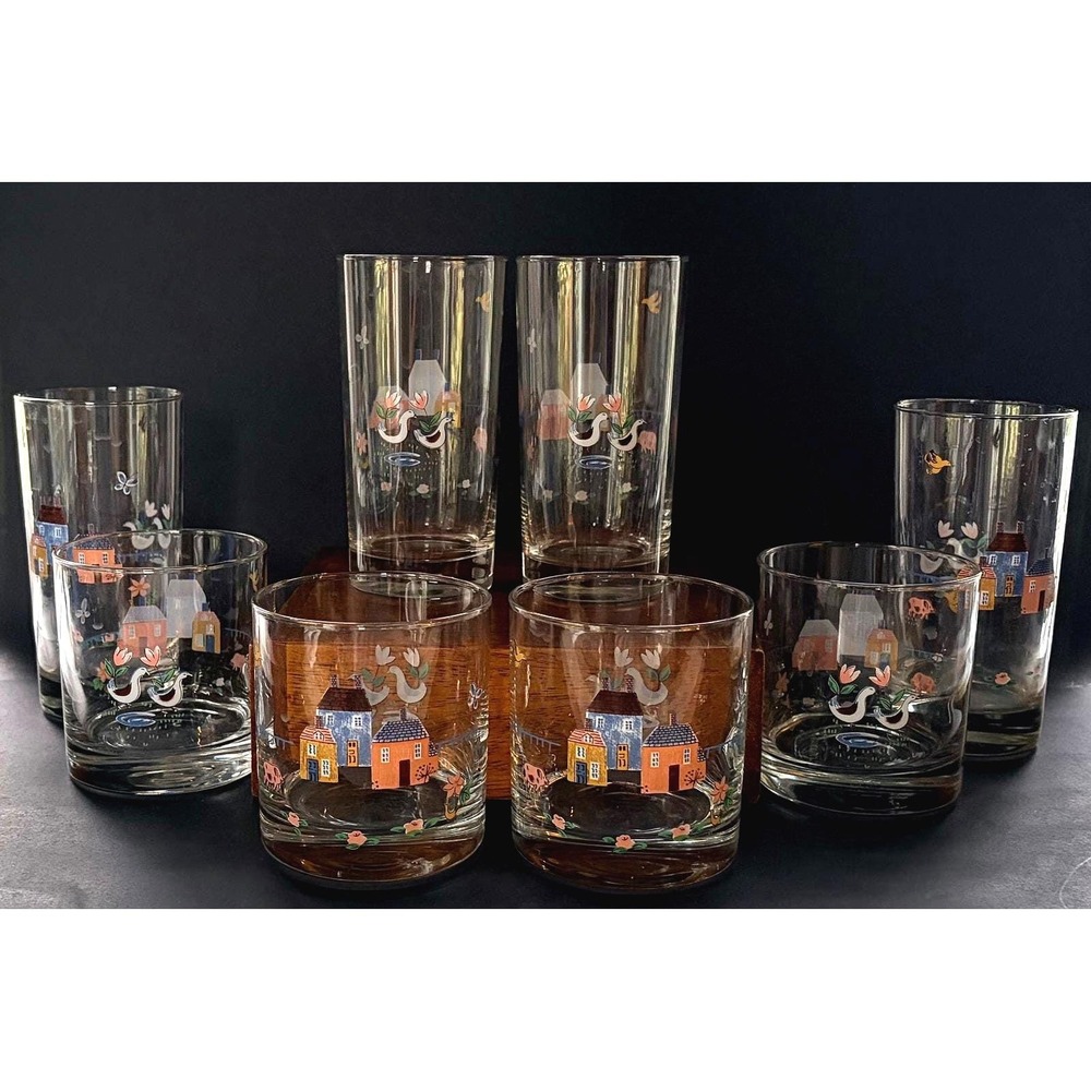 Vintage Heartland Glassware Set | International China | Farmhouse Folk Art